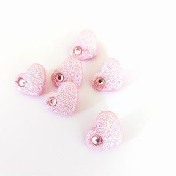 Bottoni Decorativi - Cuori Rosa con Strass